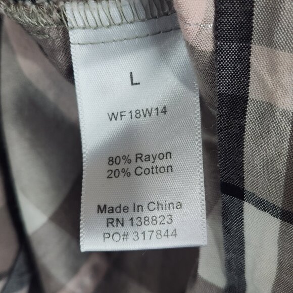 Shyanne Western Button Up Shirt Women's L Brown Pink Plaid Ruffle Feminine - Picture 7 of 8